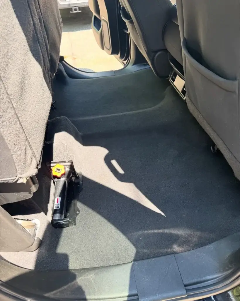 The same car carpet vacuumed and shampooed clean after a mobile interior detail in Spartanburg SC