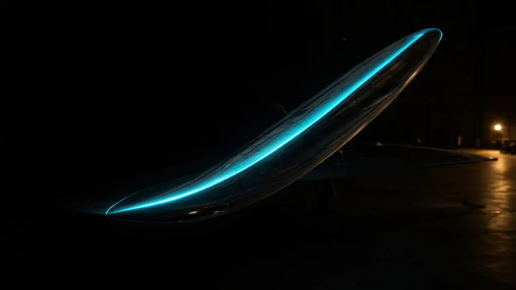 Polished leading edge of a private jet wing in a hangar after mobile aircraft detailing in Spartanburg SC