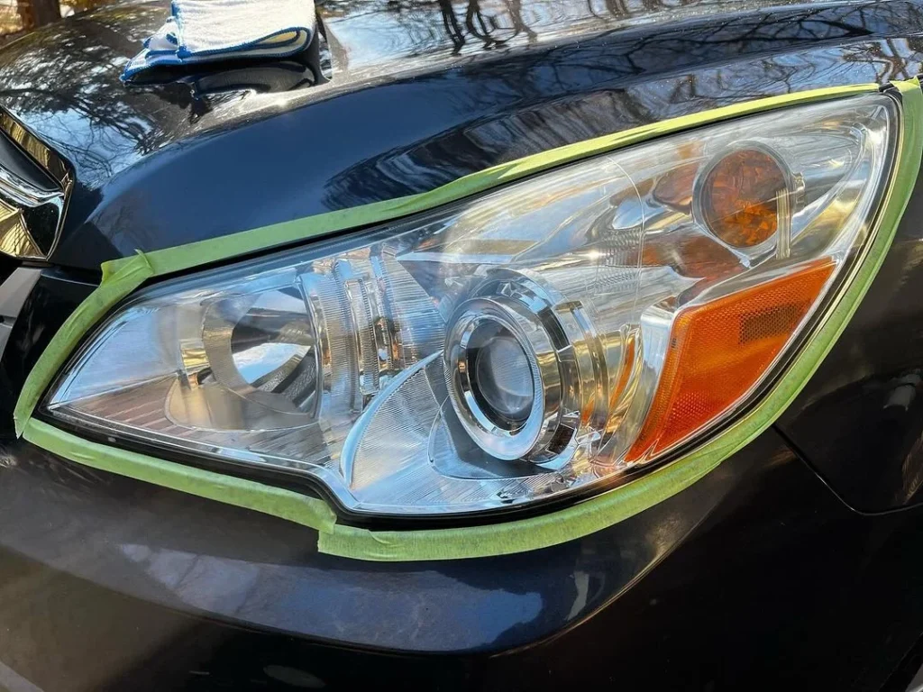Restored clear headlight lens after mobile headlight restoration in Spartanburg SC